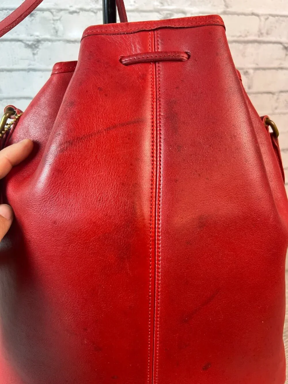 Pre 1994 Vintage Coach Nicholas Drawstring Bucket Bag - Picture 7 of 8